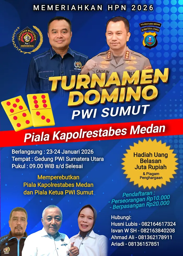Pendaftaran Turnamen Domino PWI Sumut Ditutup 22 Januari 2026